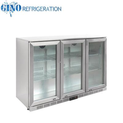 China Single-temperature back door back bar cooler display refrigerator 320L triple bar bottle counter for sale