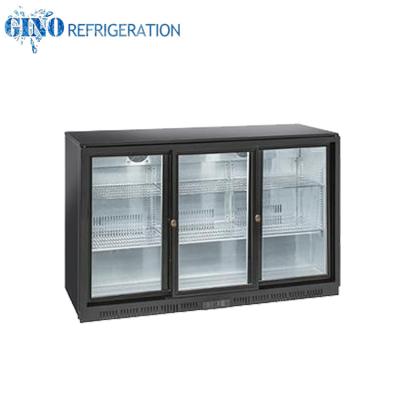 China Black Single-temperature 320L GN-320HS Three Sliding Door Rear Bar Cooler Under Counter Bottle Cooler for sale