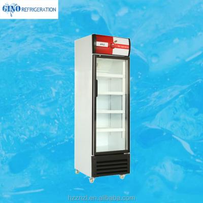 China Single-temperature Beverage Showcase Single Glass Upright Beverage Cooler 420l Upright Door Cooler for sale