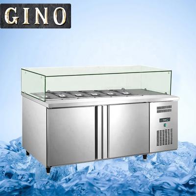 China Single-temperature Refrigerator Undercounter Refrigerator Freezer Pizza Table Refrigerator Kitchen Equipment Commercial Salad Counter for sale