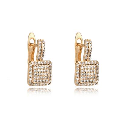 China TRENDY Fashion Sublimation Earring Blanks Square Shaped Diamond Environmental Copper 18K Gold Plated Color Stud Earrings For Women Gift for sale