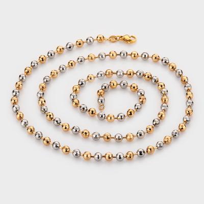 China TRENDY Jewelry New Arrival 18K Gold Plated Gold And Silver Color Double Beads Necklace For Women for sale