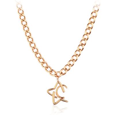 China Popular Vintage Design 18K Gold Plated New Style Star Shaped Necklace For Women Grace Charm Jewelry for sale