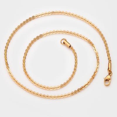 China Simple Vintage 18K Gold Plated Flat Snake Chain Necklace Chain Choker Necklaces For Women Jewelry For Gift for sale