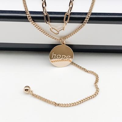 China 18K gold plated simple and fashionable high quality exquisite letter hope pendant chain necklace wholesale TRENDY for gift for sale