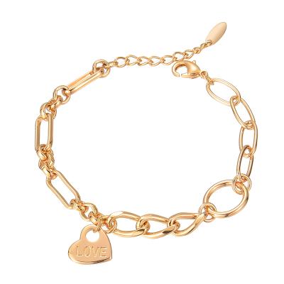 China Popular Hiphop Style Personalized Bracelet 18K Gold Plated 2022 New Style Opp Bag Women's Heart Alloy Necklace Latest Designs BRACELETS for sale