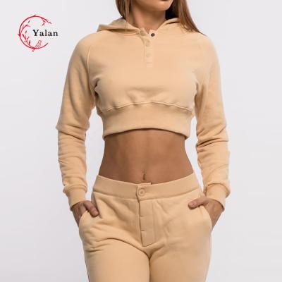 China 2022 Anti-wrinkle women custom cotton sports crop top sweatshirts and hoodies for sale