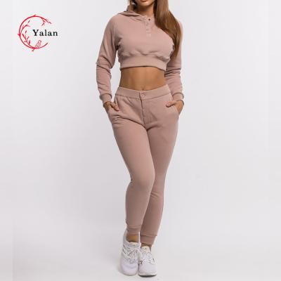 China Wholesale Anti-Wrinkle High Waist Button White Joggers Pants Sweat Suit For Women for sale