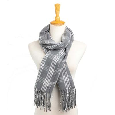 China Polyester wholesaler gear neck warmer unisex winter checks grid tartan cashmere feel shawl pashmina window covering scarf for sale