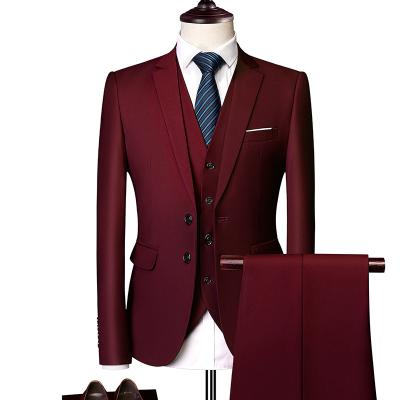 China Anti-Wrinkle 3 Pcs Business Plaids Male Formal Suit For Men Fashion Boutique Plaid Wedding Dress Suit for sale