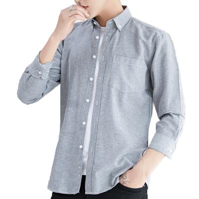 China New Machining Men's Business Slim Solid Color Long-sleeved Shirt Anti-pilling No-Iron Ironing Loose Machining Men's Dress Shirt for sale