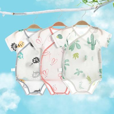 China Comfotable Wholesale Summer Cotton Shorts Floral Organic Sleeve Knitted Boy Girl Baby Romper Clothes for sale