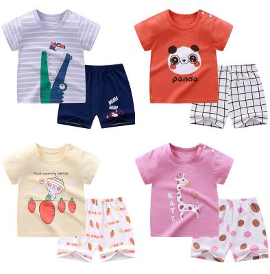 China Breathable Korean T-shirt Boy Girl's Summer Short Sleeve Shorts Fashion Pajamas Set For Baby for sale