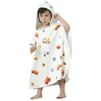 China New Cute Cartoon QUICK DRY Kids Hooded Coat Custom Design Poncho Beach Towels For Kids for sale