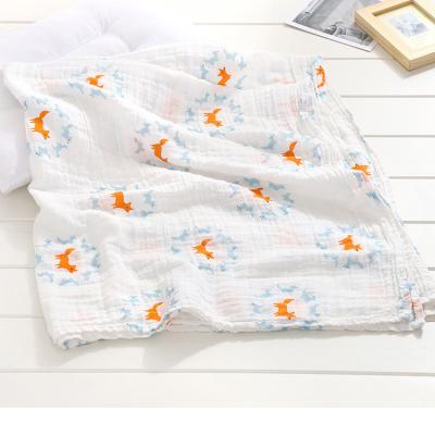 China Custom 100% Cartoon PORTABLE Cotton Print Wrap Muslin Pattern Baby Blanket for sale