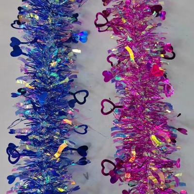 China Foil 2022Valentine's Day Tinsel Garland Decoration Tinsel Garland Shiny Pendant Metallic Tinsel Ornaments for Valentine's Day for sale