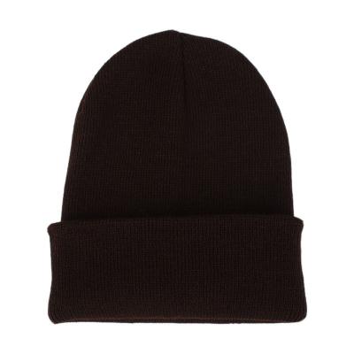 China 2021 COMMON High Quality Winter Plain Dyed Beanie Hat Custom Made 100% Acrylic Warm Knitted Beanie Custom Logo for sale