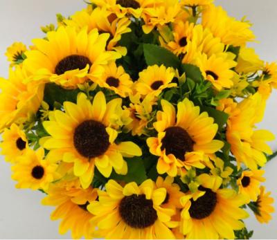 China 2020Artificial 7forks mini sunflower bouquet for home decoration 30CM for sale