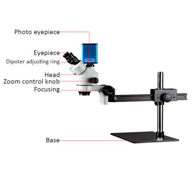 China Repair boom high resolution stereoscope and etc. 7-45x Espejo Single Stereoscope Trinocular Microscopio Trinocular 3d Camera Stand PCB Mobile Phone Electronics for sale