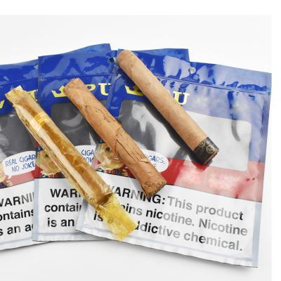 China Shock Resistance Moisture Smell Proof Tobacco Ziplock Cigar Packaging Bag 5pcs Smoking Size for sale