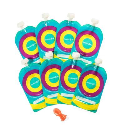 China Custom Barrier Logo Eco Squeeze Reusable Packaging Spout Baby Food Pouch for sale