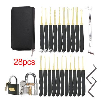 China 28 PCS Clear Stainless Steel Lock Training Skill Set Practice Padlock Tools Lock Key Pick Kits for sale