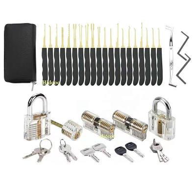 China Stainless Steel 17 or 24pcs Professional Locksmith Training Practice Lock Pick Lock Set Tools for Civilian with OEM Logo for sale