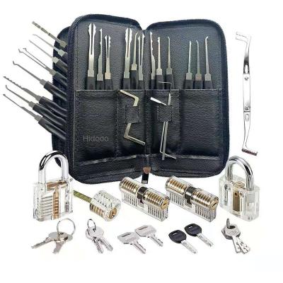 China Transparent Stainless Steel 24pcs Lock Pick Training Lock Picking Set Locksmith Tools for sale