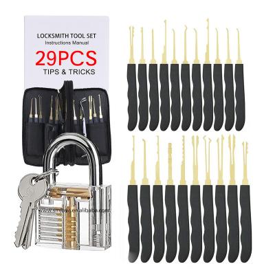 China Best Price 29 Pcs Stainless Steel Forming Lock Picking Locksmith Supplies Practice Lock Pick Tool Kits Set With OEM Logo for sale