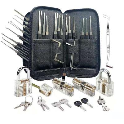 China Transparent Stainless Steel Locksmith Supplies Tool Kit 24 PCS Tool Kit Stainless Steel Practice Padlock for sale