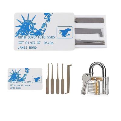 China Stainless Steel Lock Opener Tools Credit Card 5 in 1 Locksmith Set Pick Training Practice Tools for sale