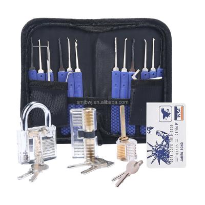 China Locksmith Supplies Hand Tools Stainless Steel With Practice Lock Pick Set Tension Key Padlock Hardware Tool for sale