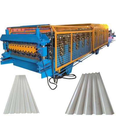 China Hotels Poland Trapezium Steel Roof Sheet Double Layer Roll Forming Machine for sale