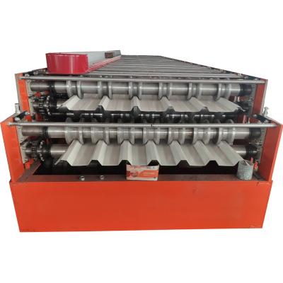 China Hotels Libya 1250 Coil Metal Roof Panel Double Layer Deck Making Equipment Machine for sale