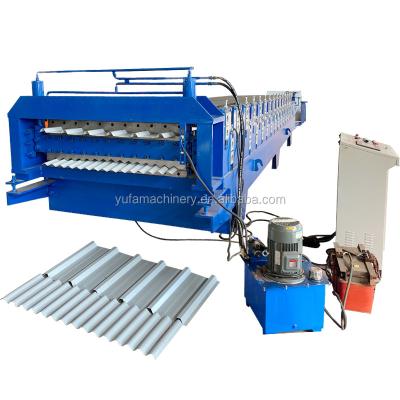 China Hotels Trinidad And Tobago Corrugated And Trapezium Double Layer Roll Forming Machine for sale