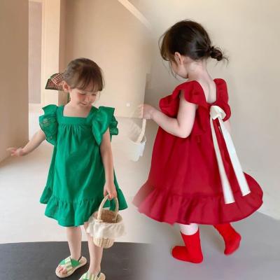 China Soft Bow Girl Summer Dress Washable Children's Princess Dress 3-8 Years Old Children's Wear for sale