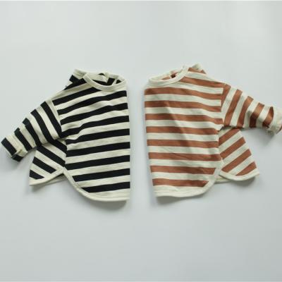 China Breathable Kids Autumn And Winter Sweater T-shirt Loose Sweater Striped Boys And Girls Tops for sale