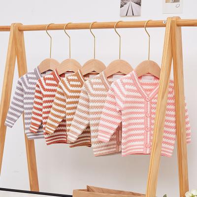 China Baby Wear Spring and Autumn Sweater Breathable V-Neck Striped Sweater for Boys and Girls Baby Jacket for sale