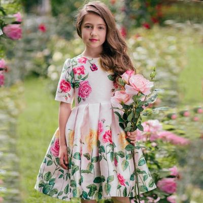 China 2021 New Printing Anti-static Lovely Flower Girls Dress for sale