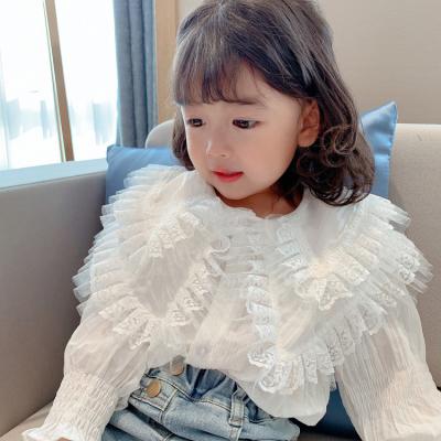 China 2021 Autumn New Style Breathable Long Sleeve Lace Shirt Girl White Pink Blouse for sale