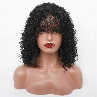 China Synthetic Curly Deep Wave Wig Headband Human Hair None Lace Front Wigs For Black Women Deep Wave Natural Color 150% Density Machine Made Wigs for sale