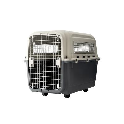 China Breathable Plastic Settlements Airline Approved Heavy Duty Wire Door Travel Dog Crate Kennel Dog Travel Crate Pet Carrier for sale