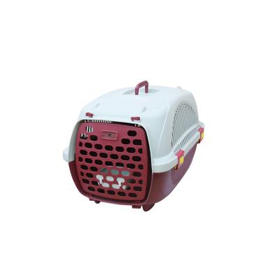 China Breathable Small Dog Pet Kennels Traditional Rolling Plastic Airline Approved Wire Door Travel Dog Crate for sale