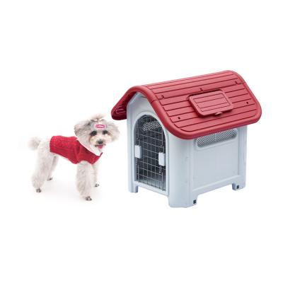 China Breathable Dog Kennel Waterproof Plastic Kennel For Small Pets Puppy Durable House With Two Food Bowls For Indoor And Outdoor for sale