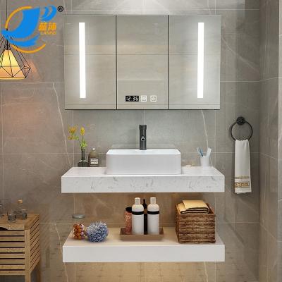 China Best Selling Waterproof New Style AWZ008-100 Toilet Dresser Bathroom Mirror Cabinet LED Aluminum Mirror Cabinet for sale