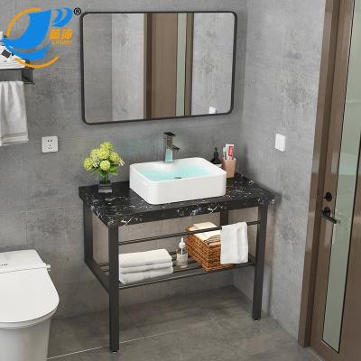 China Newest Design Water Proof Bathroom Cabinets Sink Vanity Modern Bathroom Cabinet Single Bathroom Cabinet With Wash Basin for sale