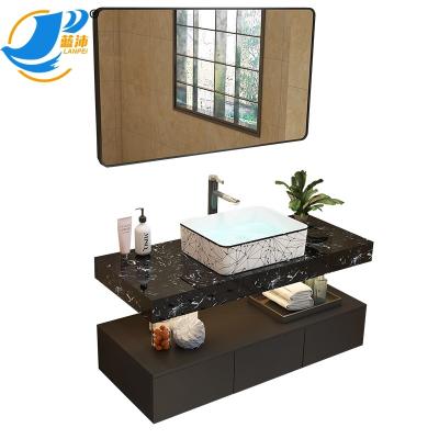 China Strong And Wear Resistant Modern Low Floor Cabinet Curved Gold Bathroom Vanity Vanities Bathroom Vanity Supplier for sale