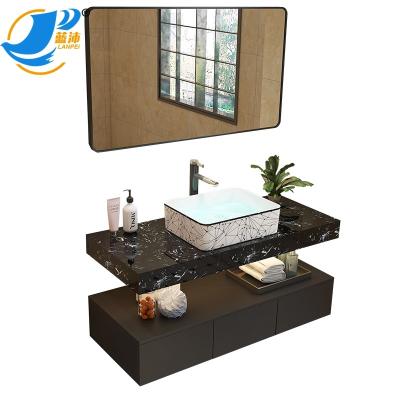 China Strong And Wear Resistant Modern Low Floor Cabinet Curved Gold Bathroom Vanity Vanities Bathroom Vanity Supplier for sale