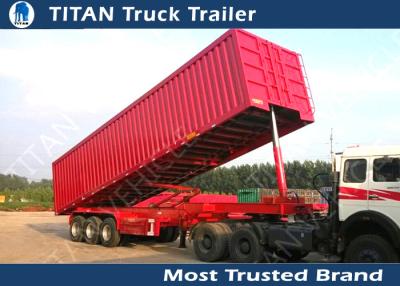 China Triple Axles 60 - 80 Ton Construction Dump Trailer Hydraulics , Sand dumping trailer for sale