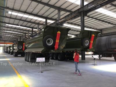 中国 タイタンのダンプ トラックのトレーラー、3車軸80tons 42CBMダンプ トラックのトレーラー、高力鋼鉄、Uのタイプ ダンプのトレーラー 販売のため